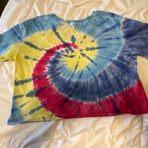 Women's  Red and Yellow Tie-Dye Short Sleeve Tee shirt